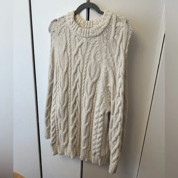 Zara Cream Cable Knit Chunky Sweater - Picture 1 of 3